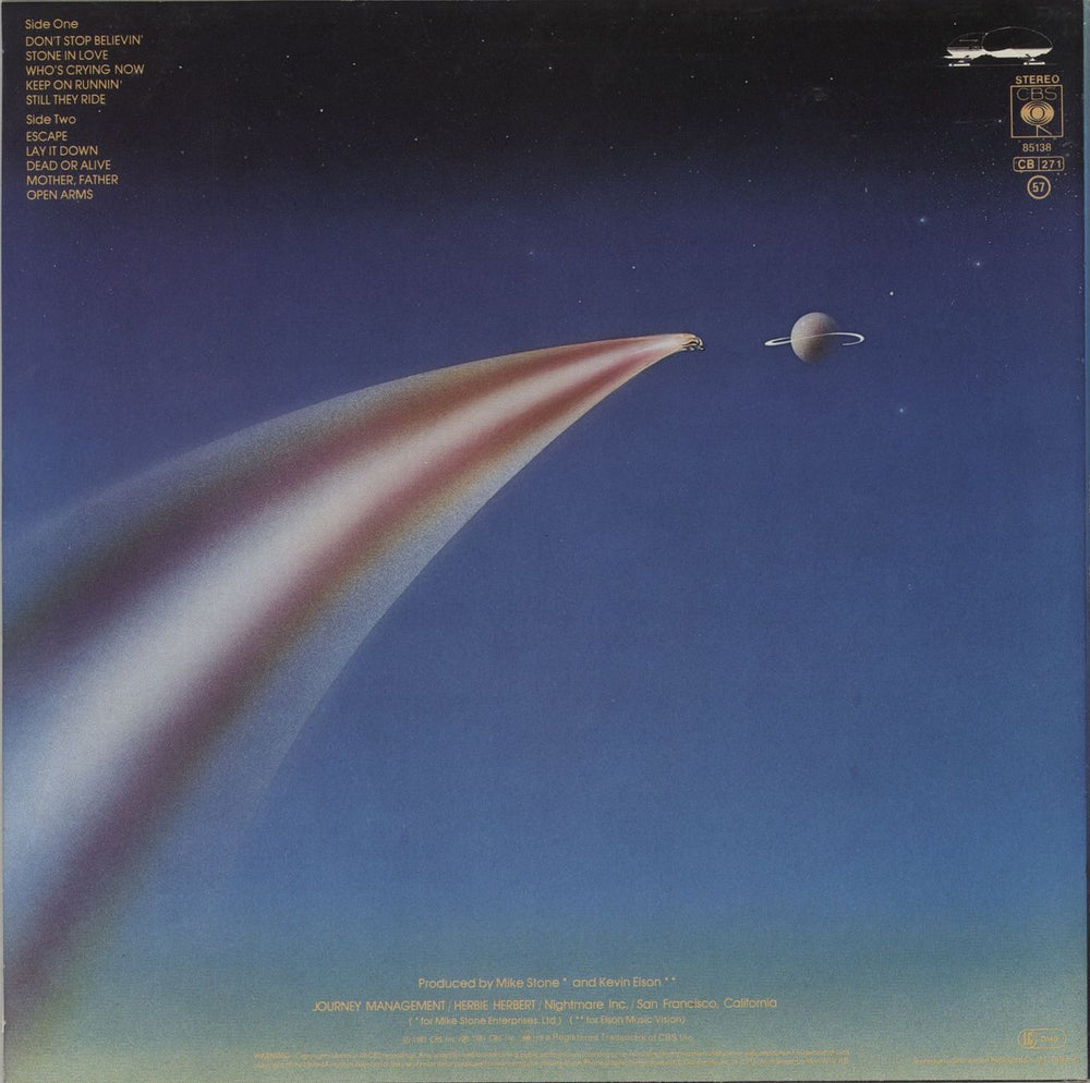 Journey Escape - Black Hype Sticker UK vinyl LP album (LP record)