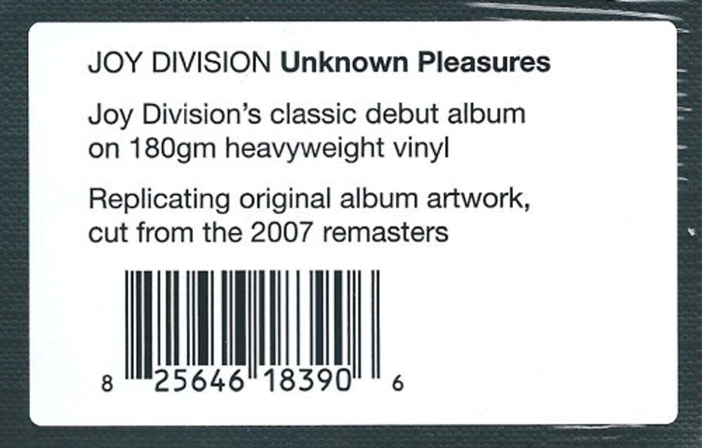 Joy Division Unknown Pleasures - 180 Gram - Sealed UK vinyl LP album (LP record) 825646183906