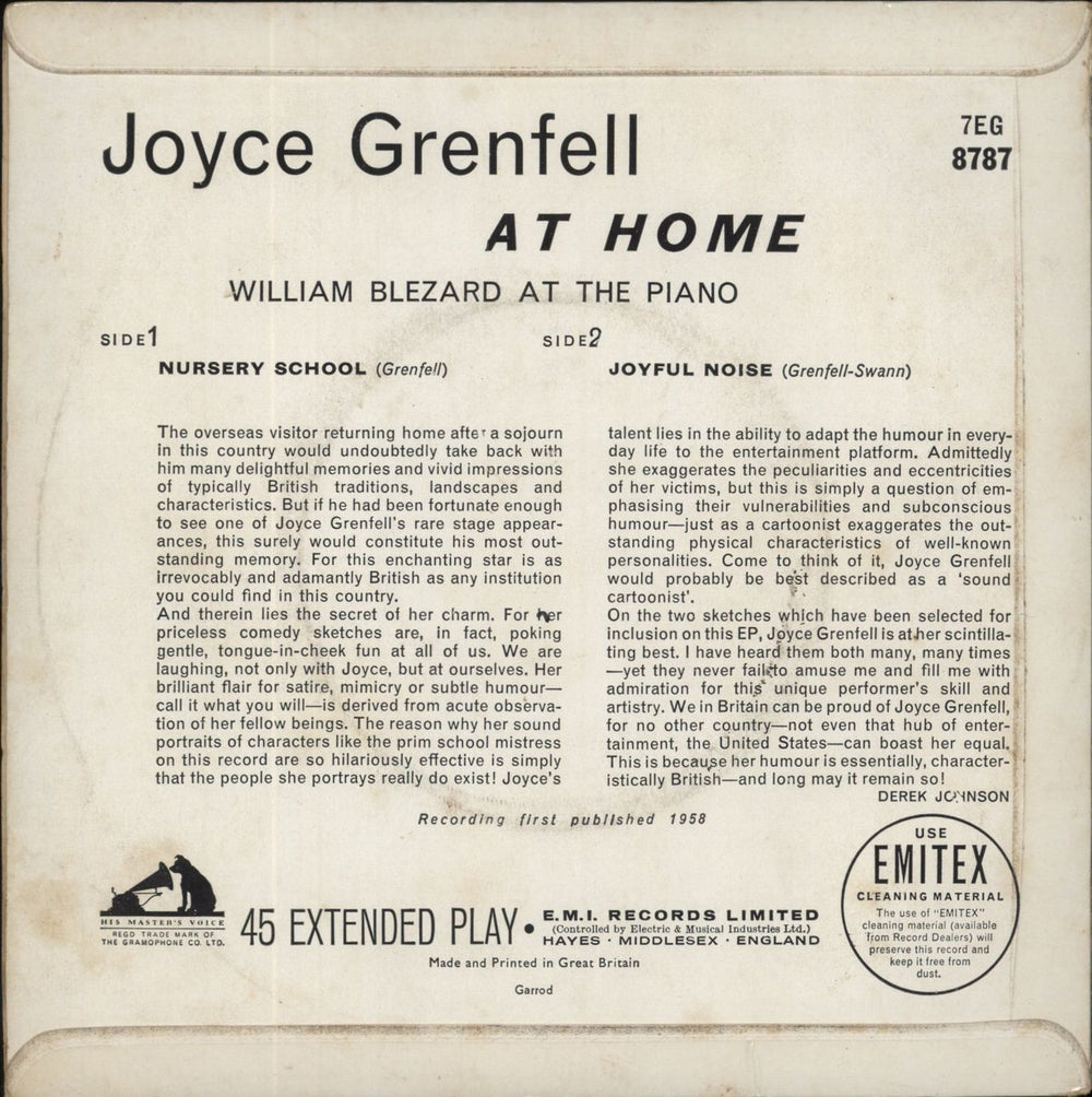 Joyce Grenfell At Home EP UK 7" vinyl single (7 inch record / 45)