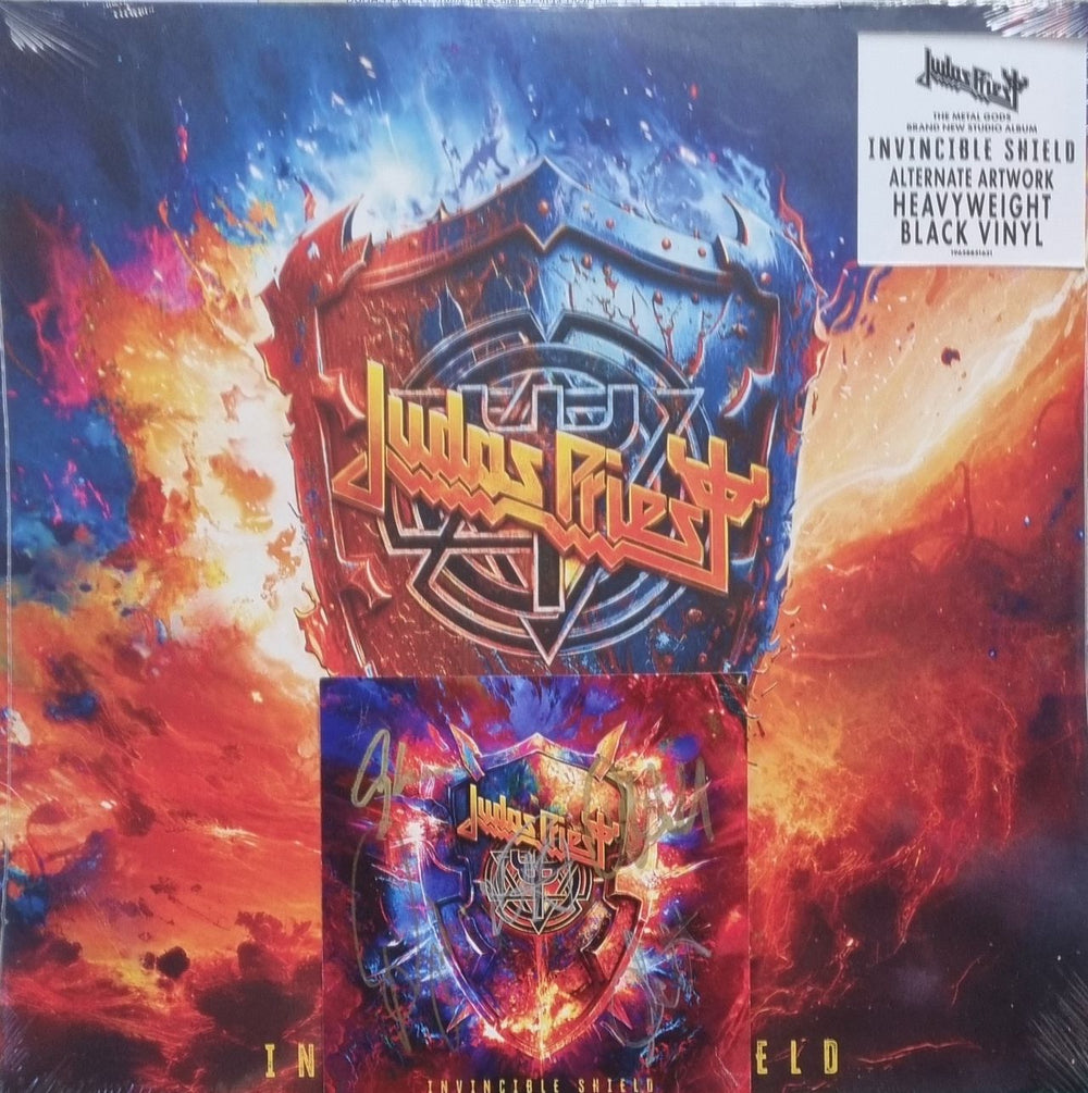 Judas Priest Invincible Shield - Alternate Artwork - Sealed + Signed Insert UK 2-LP vinyl record set (Double LP Album) 196588516214