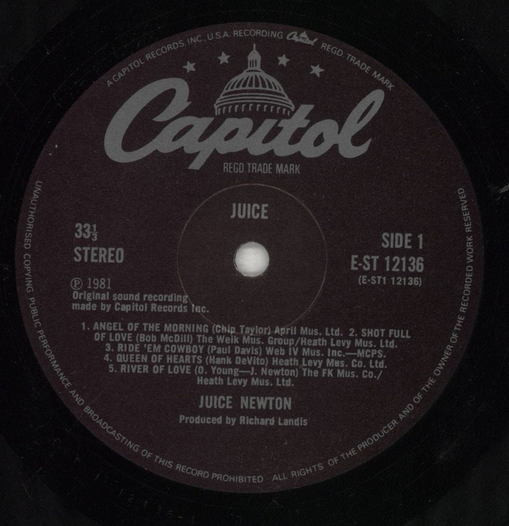 Juice Newton Juice - Stickered UK vinyl LP album (LP record) JUWLPJU856493