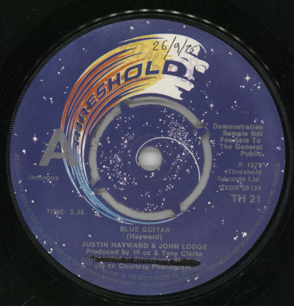 Justin Hayward & John Lodge Blue Guitar - Promo UK Promo 7" vinyl single (7 inch record / 45) ZV007BL860585