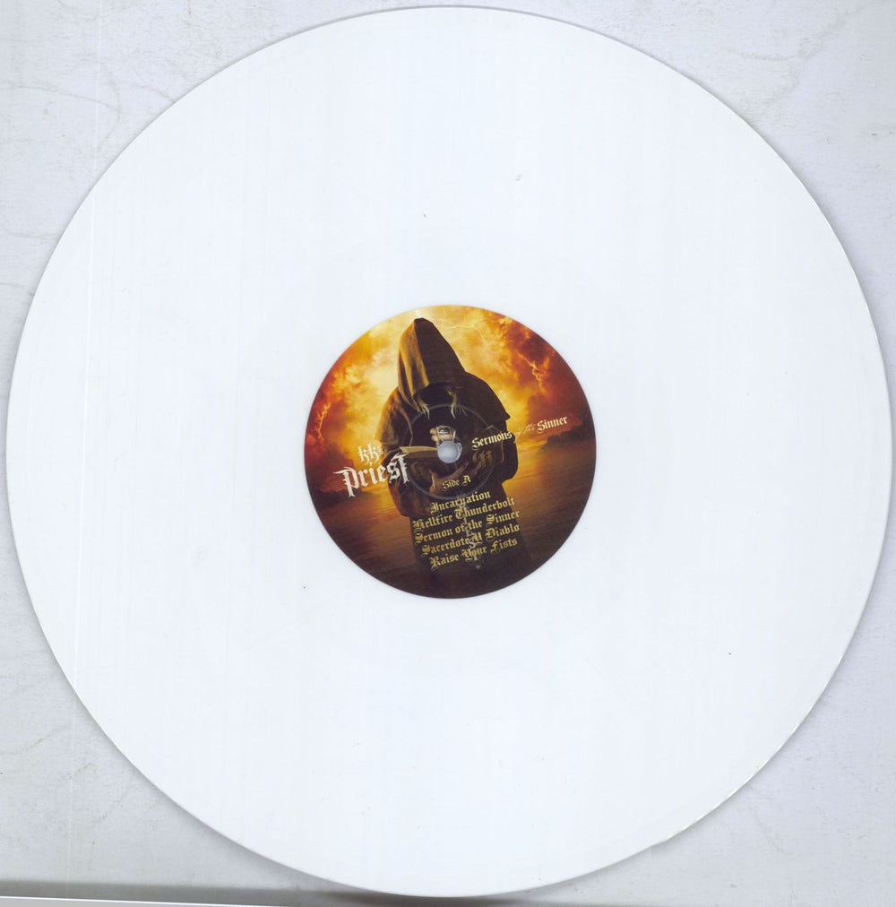 K.K's Priest Sermons Of The Sinner - white vinyl + CD UK vinyl LP album (LP record) 5GOLPSE822355