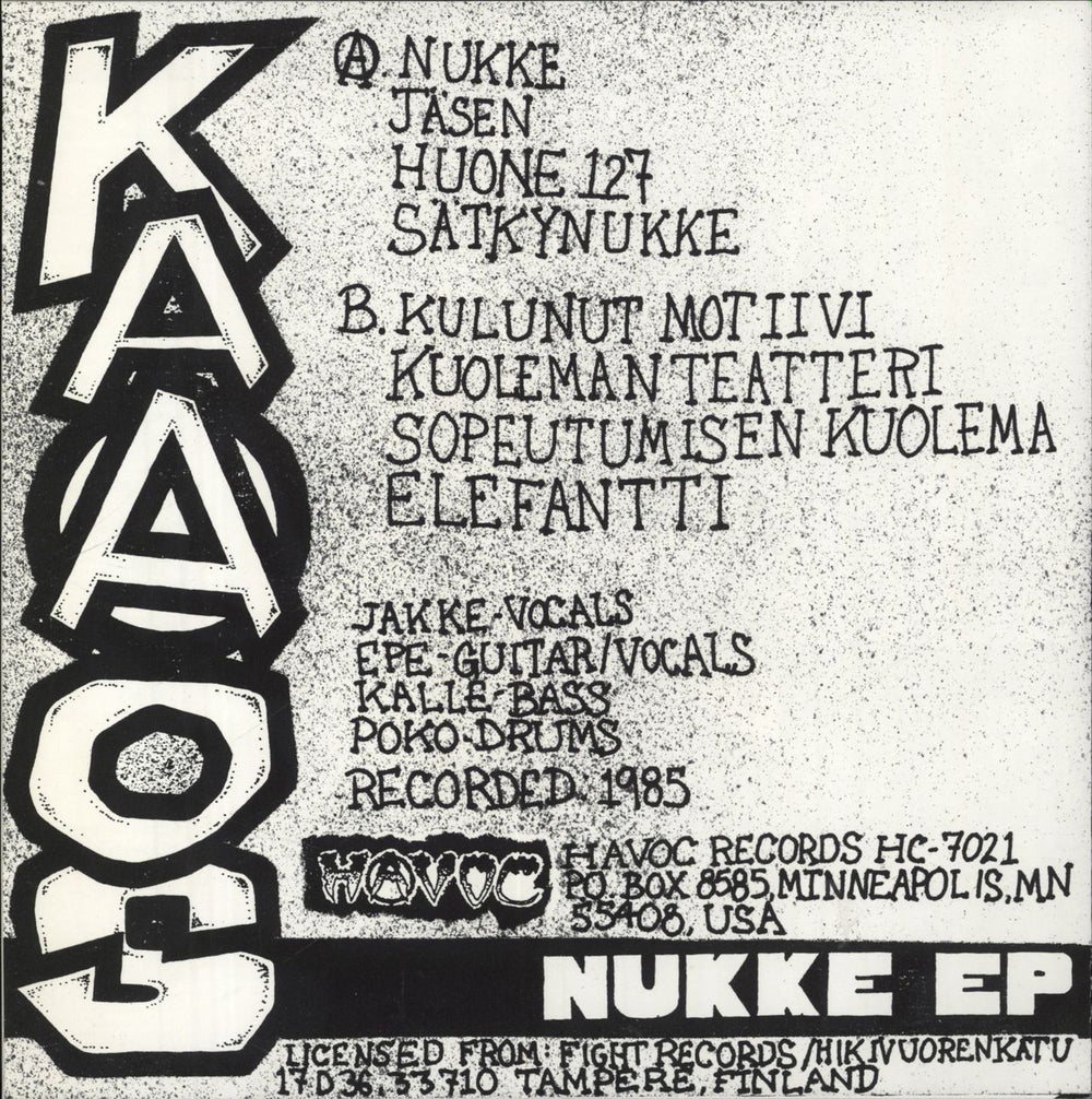 Kaaos Nukke-EP US 7" vinyl single (7 inch record / 45)