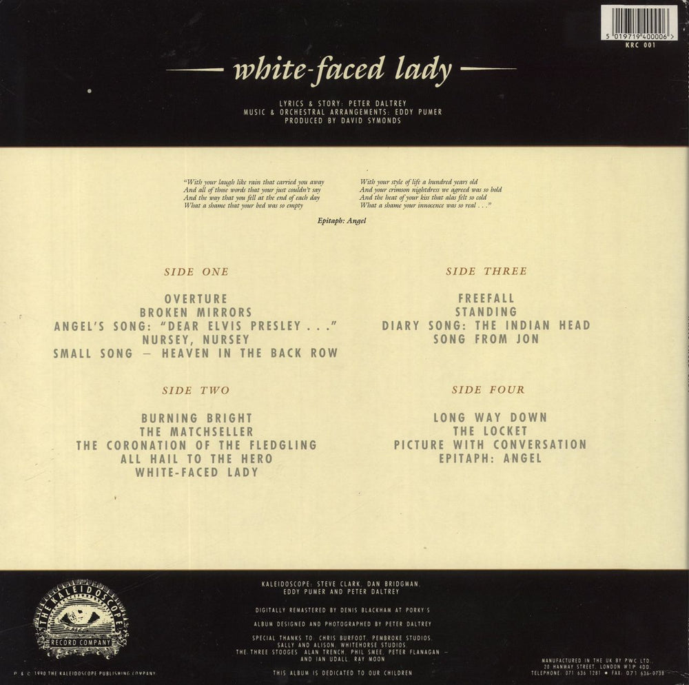 Kaleidoscope (UK) White-Faced Lady UK 2-LP vinyl record set (Double LP Album) 5019719400006