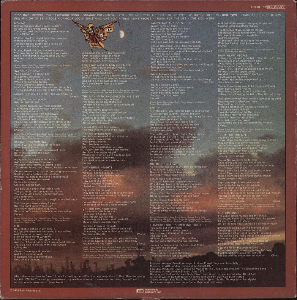 Kate Bush The Kick Inside Italian vinyl LP album (LP record)