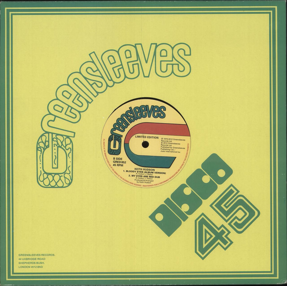 Keith Hudson Bloody Eyes - RSD12 UK 12" vinyl single (12 inch record / Maxi-single) 601811185230
