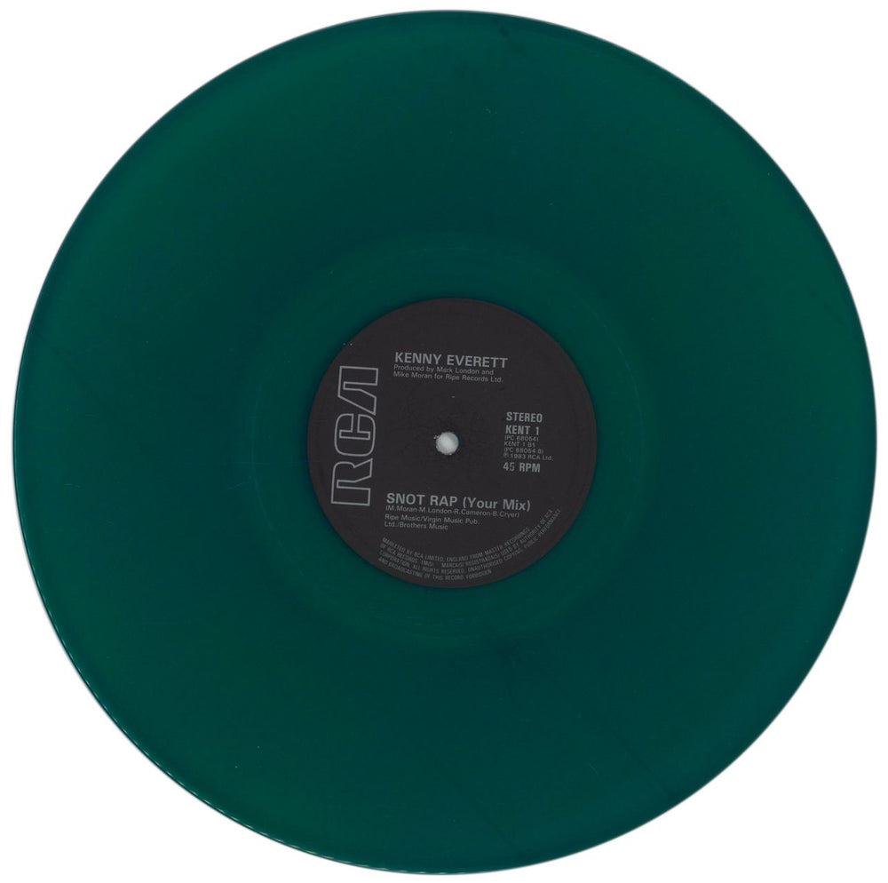 Kenny Everett Snot Rap - Snot Green Vinyl UK 12" vinyl single (12 inch record / Maxi-single) KVT12SN516398