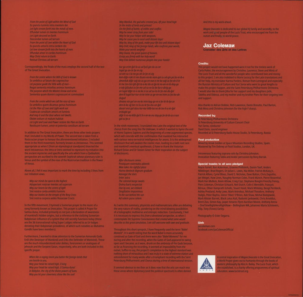 Killing Joke Magna Invocatio [A Gnostic Mass For Choir And Orchestra Inspired By The Sublime Music Of Killing Jok UK 2-LP vinyl record set (Double LP Album) SPINE830418