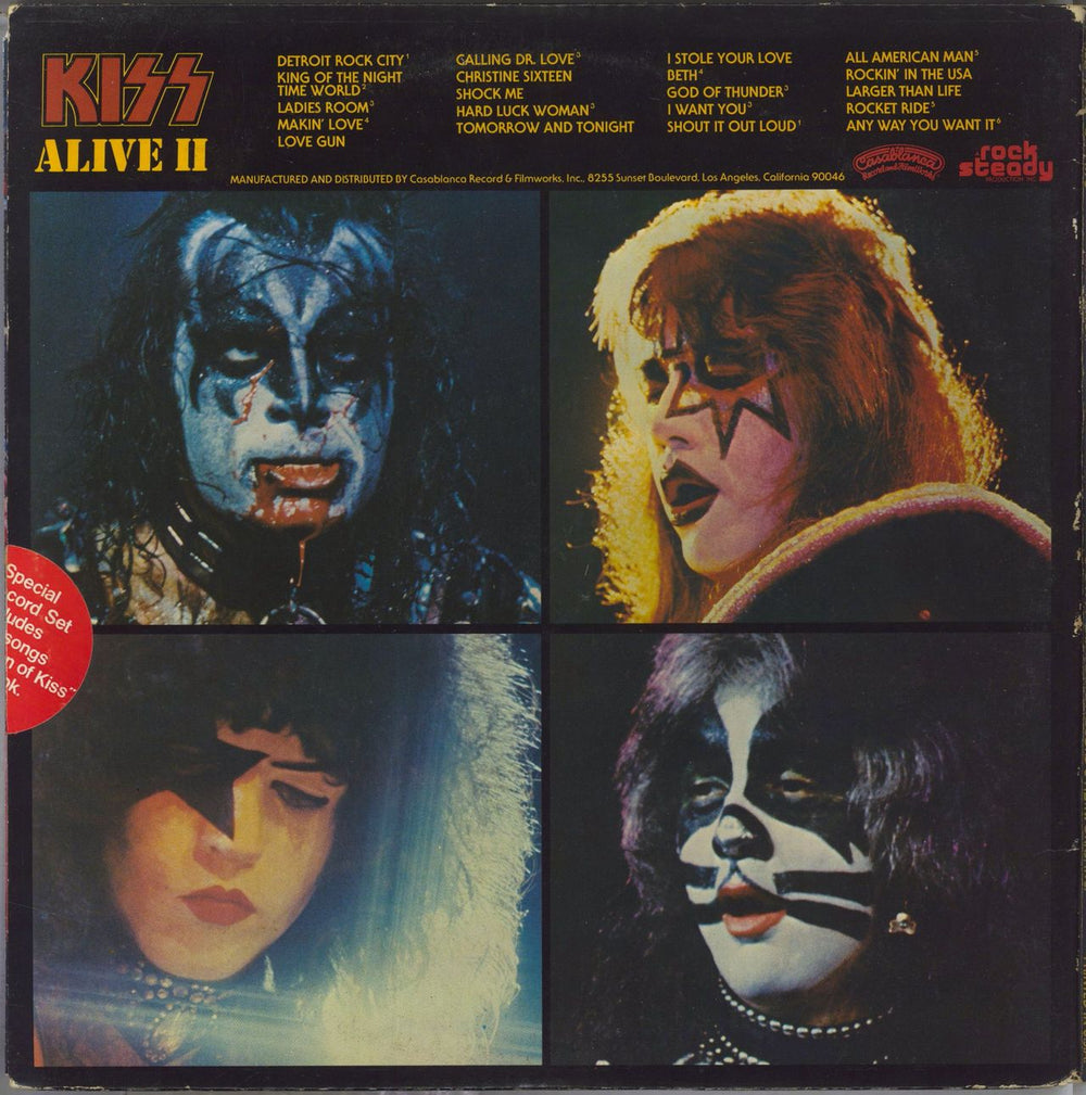 Kiss Alive II - EX - Hype Sticker US 2-LP vinyl record set (Double LP Album)