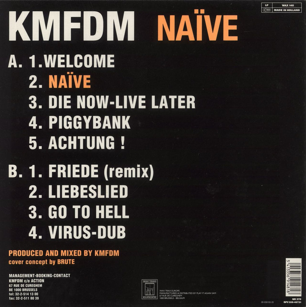 KMFDM Naive Dutch vinyl LP album (LP record)