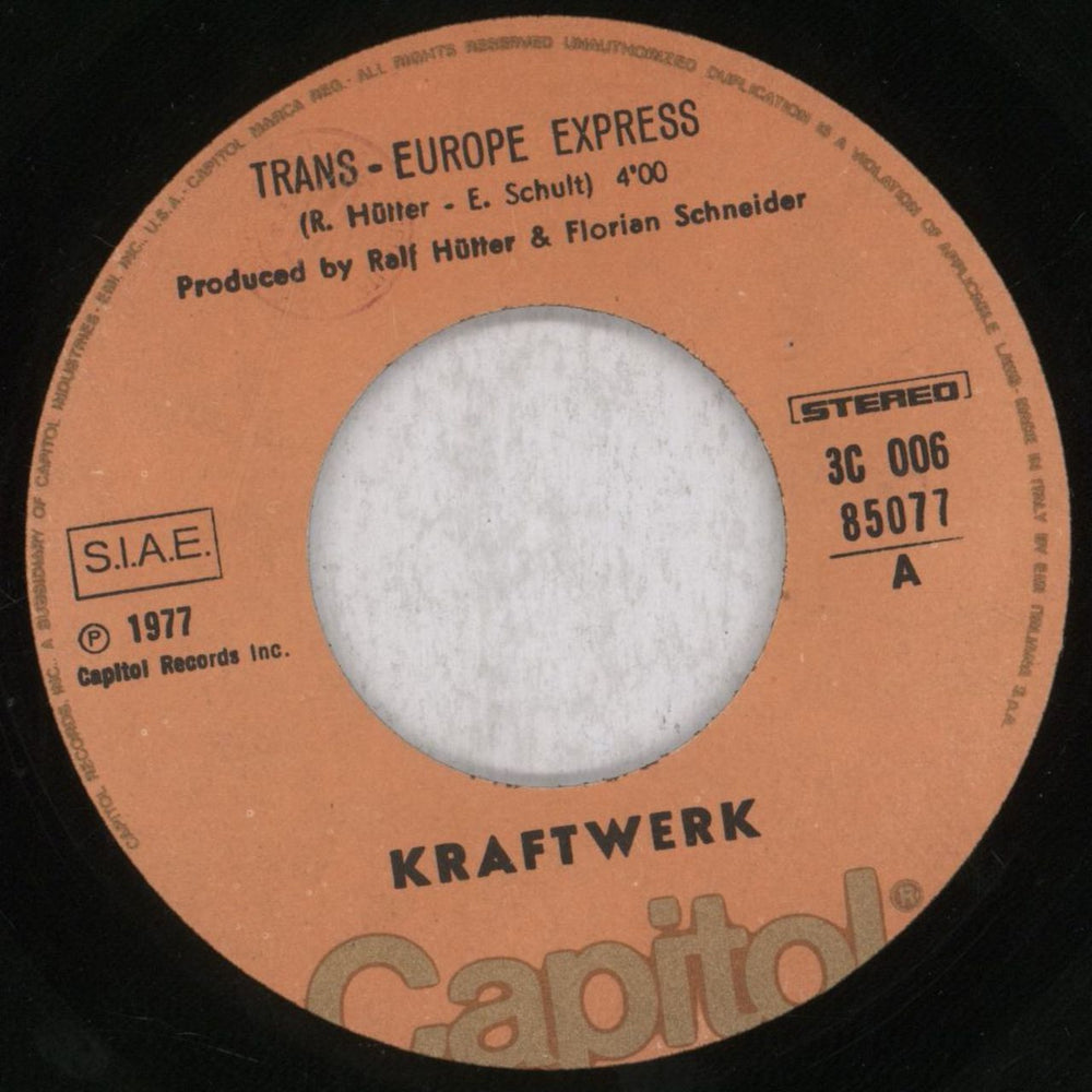 Kraftwerk Trans-Europe Express Italian 7" vinyl single (7 inch record / 45) KRA07TR326619