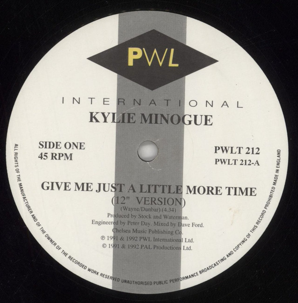 Kylie Minogue Give Me Just A Little More Time UK 12" vinyl single (12 inch record / Maxi-single) KYL12GI63506