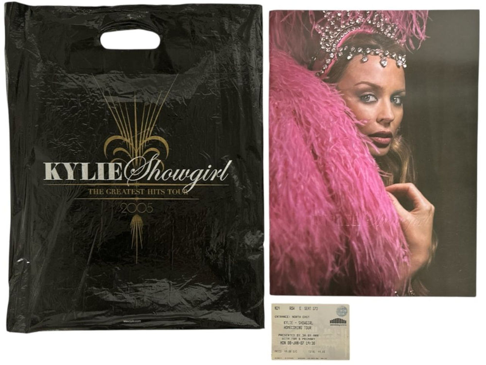 Kylie Minogue Showgirl Homecoming Tour Programme + Ticket Stub + Bag UK tour programme KYLTRSH867714