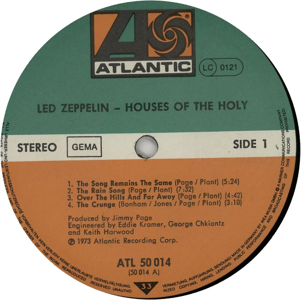 Led Zeppelin Houses Of The Holy German vinyl LP album (LP record) ZEPLPHO646913