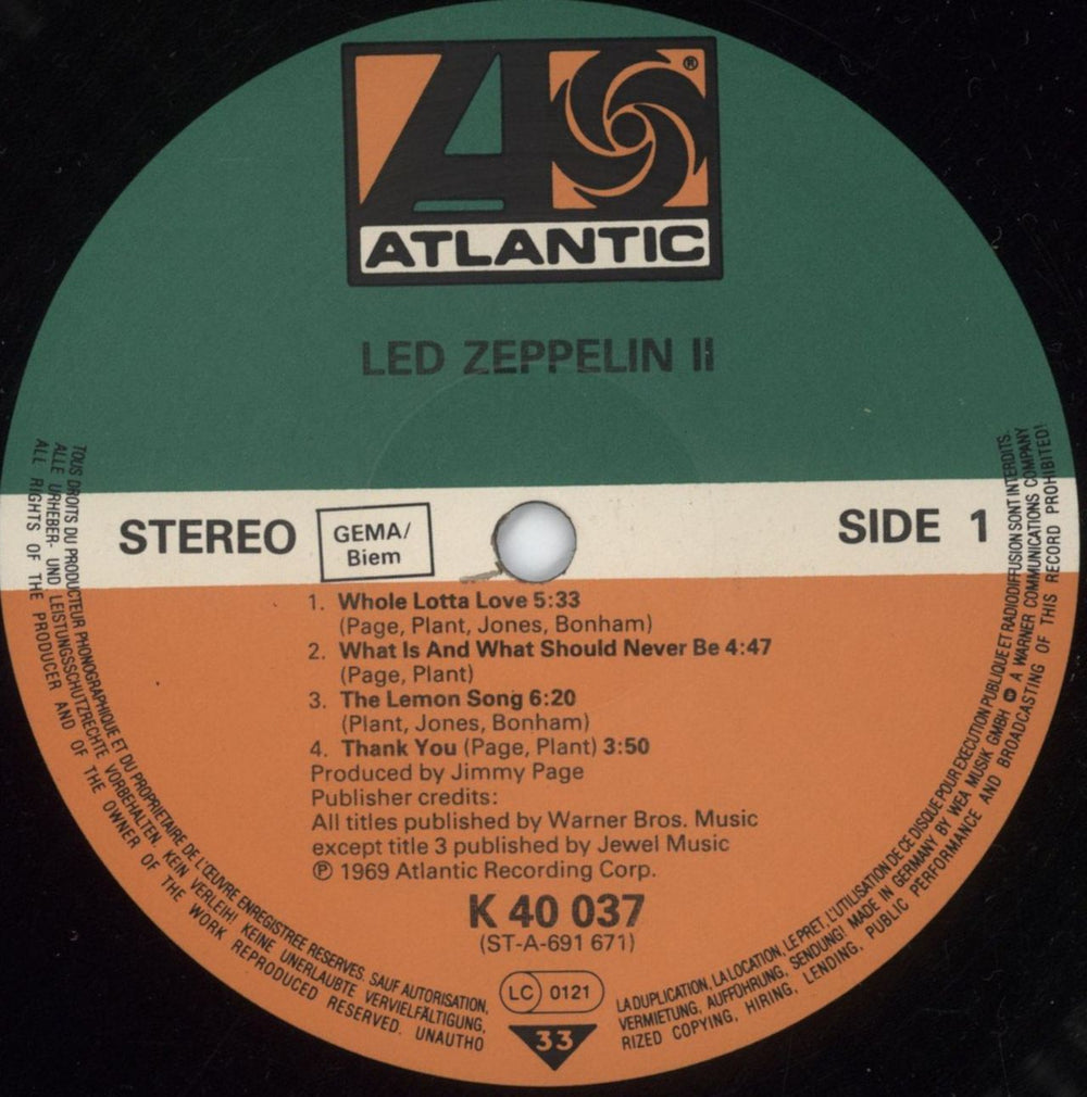 Led Zeppelin Led Zeppelin II - 80s German vinyl LP album (LP record) ZEPLPLE573662