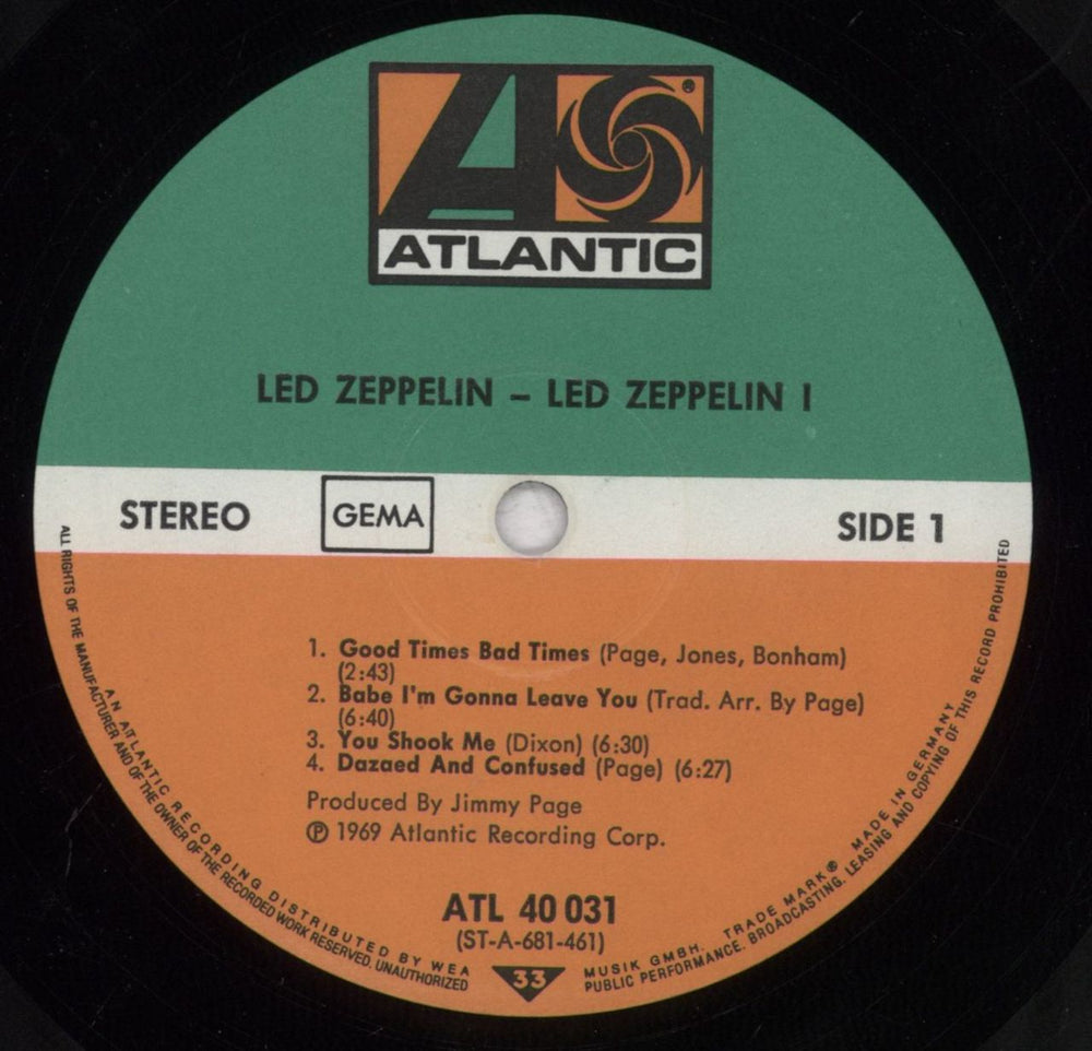 Led Zeppelin Led Zeppelin - Laminated - VG German vinyl LP album (LP record) ZEPLPLE839937