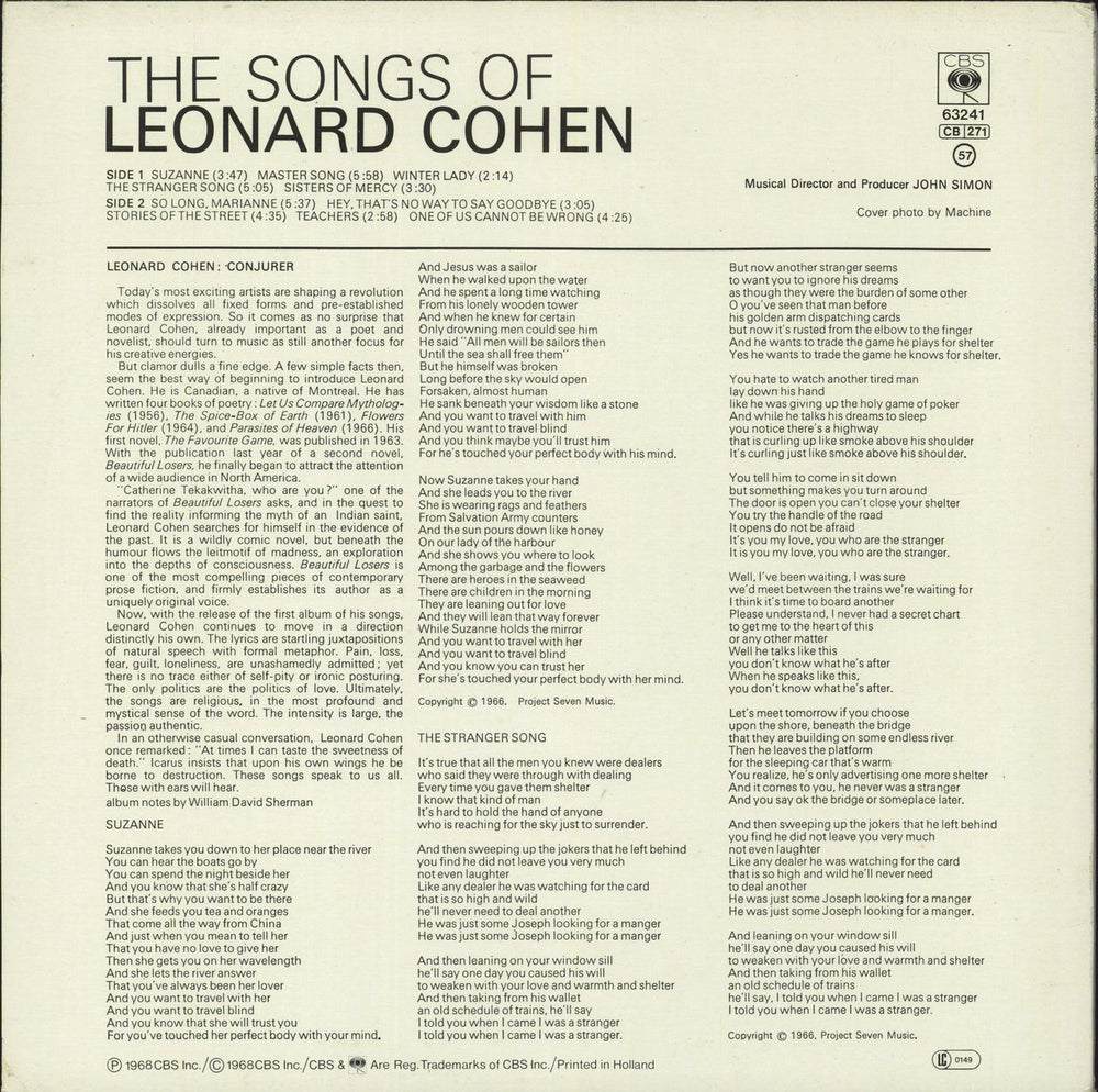 Leonard Cohen Songs Of Leonard Cohen - red label Dutch vinyl LP album (LP record) '1967