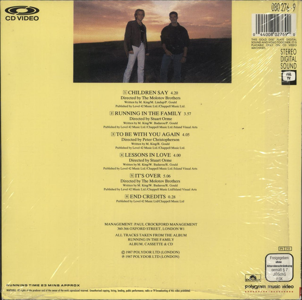 Level 42 Family Of Five - 8" CD-V UK laserdisc / lazerdisc 044008027690