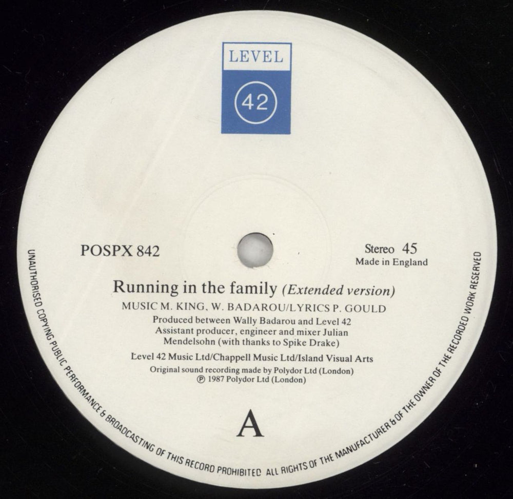 Level 42 Running In The Family (Extended Version) UK 12" vinyl single (12 inch record / Maxi-single) L4212RU34063