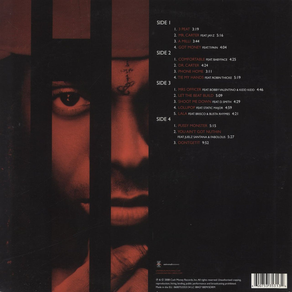 Lil Wayne Tha Carter III - Back to Black Pressing UK 2-LP vinyl record set (Double LP Album)