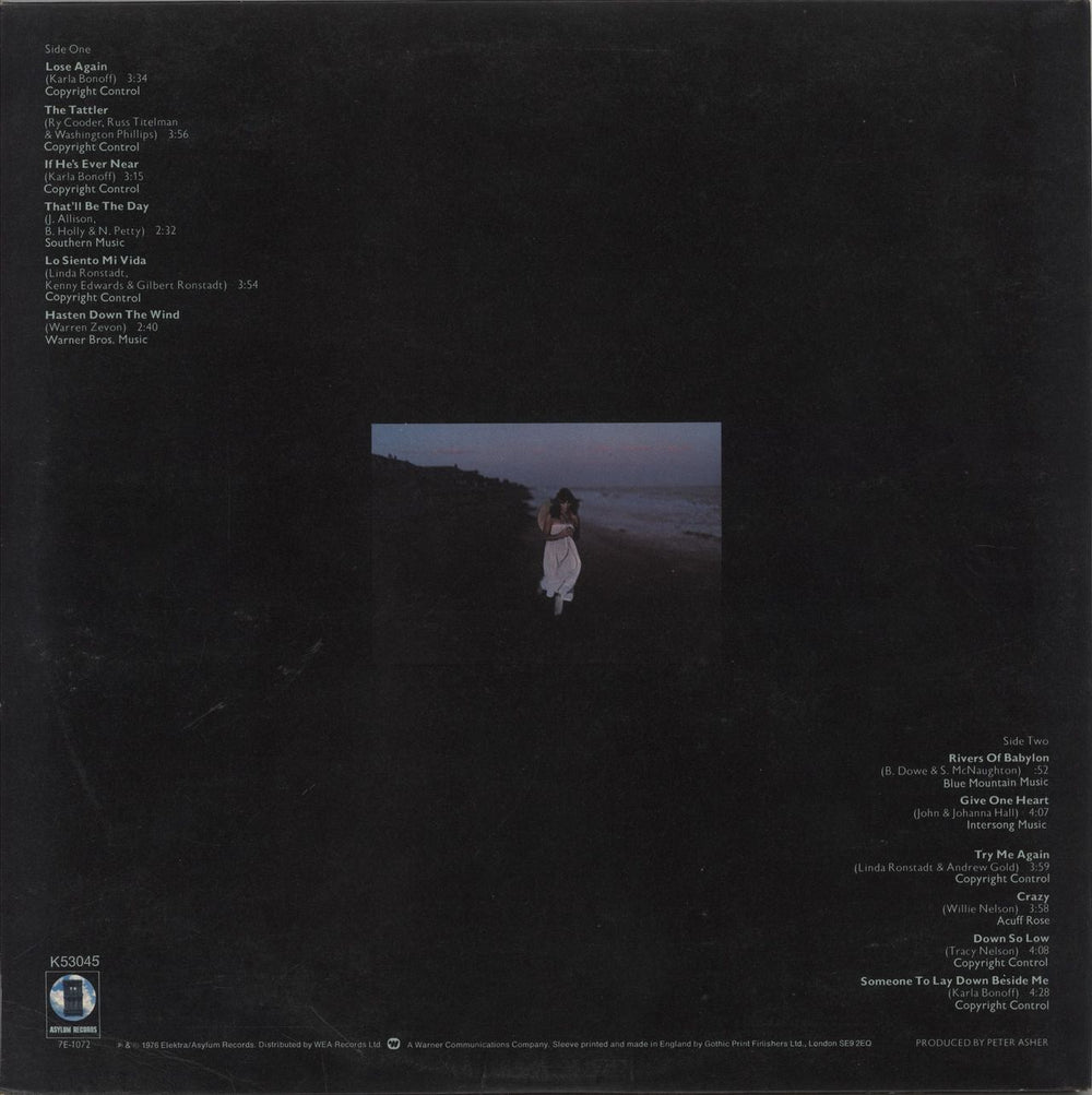 Linda Ronstadt Hasten Down The Wind UK vinyl LP album (LP record)