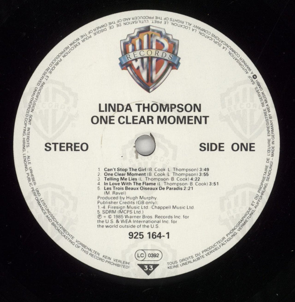 Linda Thompson One Clear Moment German vinyl LP album (LP record) LTHLPON231584