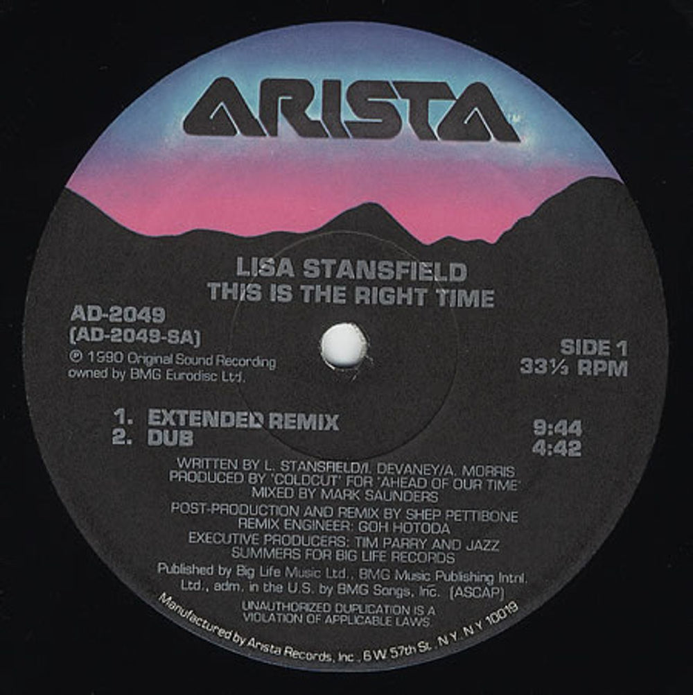 Lisa Stansfield This Is The Right Time US 12" vinyl single (12 inch record / Maxi-single) AD-2049