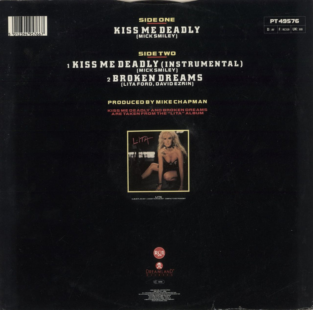 Lita Ford Kiss Me Deadly UK 12" vinyl single (12 inch record / Maxi-single) 5012394957667