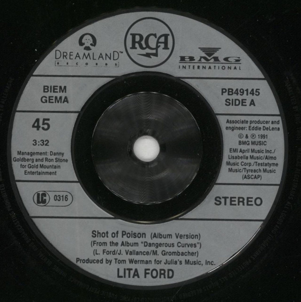 Lita Ford Shot Of Poison German 7" vinyl single (7 inch record / 45) LTF07SH106537
