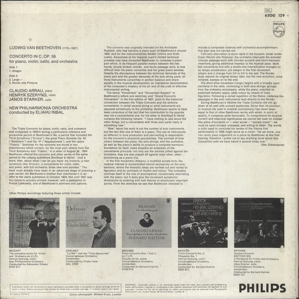 Ludwig Van Beethoven Beethoven: Tripel-Konzert UK vinyl LP album (LP record)