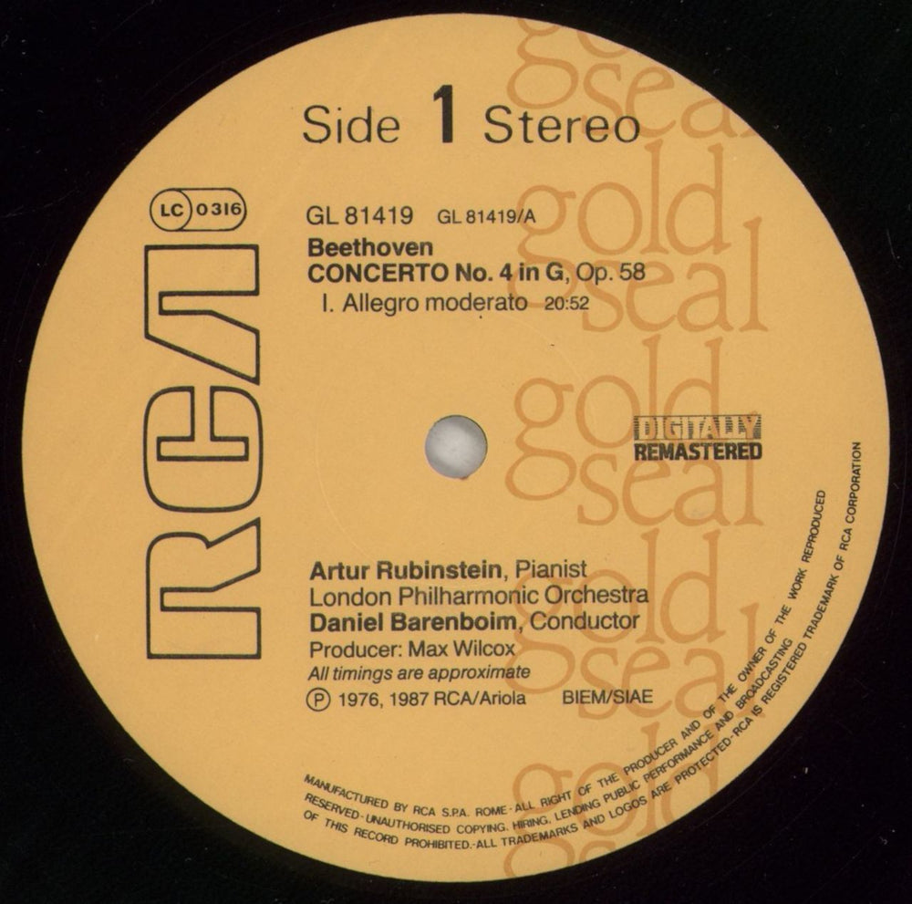 Ludwig Van Beethoven Concerto No. 4 in G, Op. 58 UK vinyl LP album (LP record) LVBLPCO527727