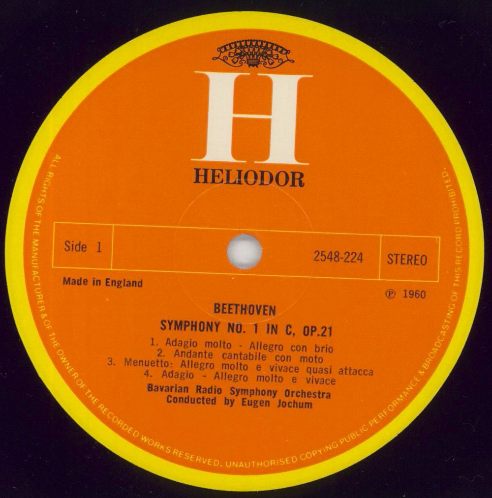 Ludwig Van Beethoven Symphonies No.1 and No.8 UK vinyl LP album (LP record) LVBLPSY851160