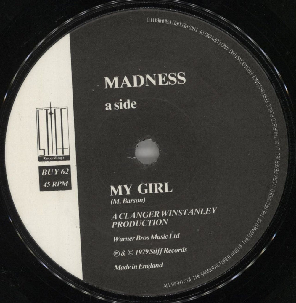 Madness My Girl - Solid - P/S UK 7" vinyl single (7 inch record / 45) MDN07MY564850