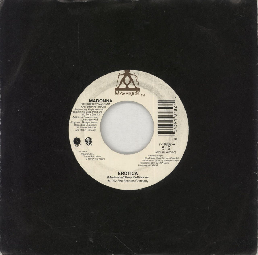 Madonna Erotica - Jukebox US 7" vinyl single (7 inch record / 45) 7-18782