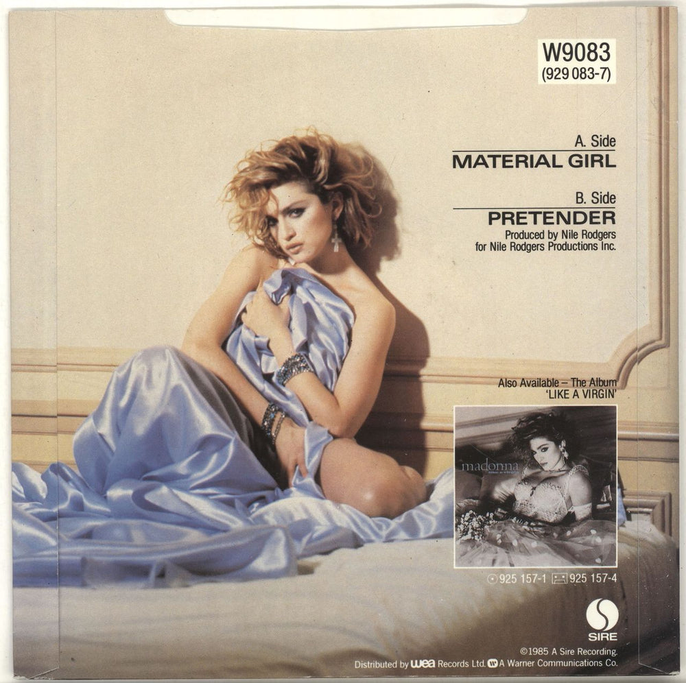 Madonna Material Girl - Solid - Card Sleeve UK 7" vinyl single (7 inch record / 45)