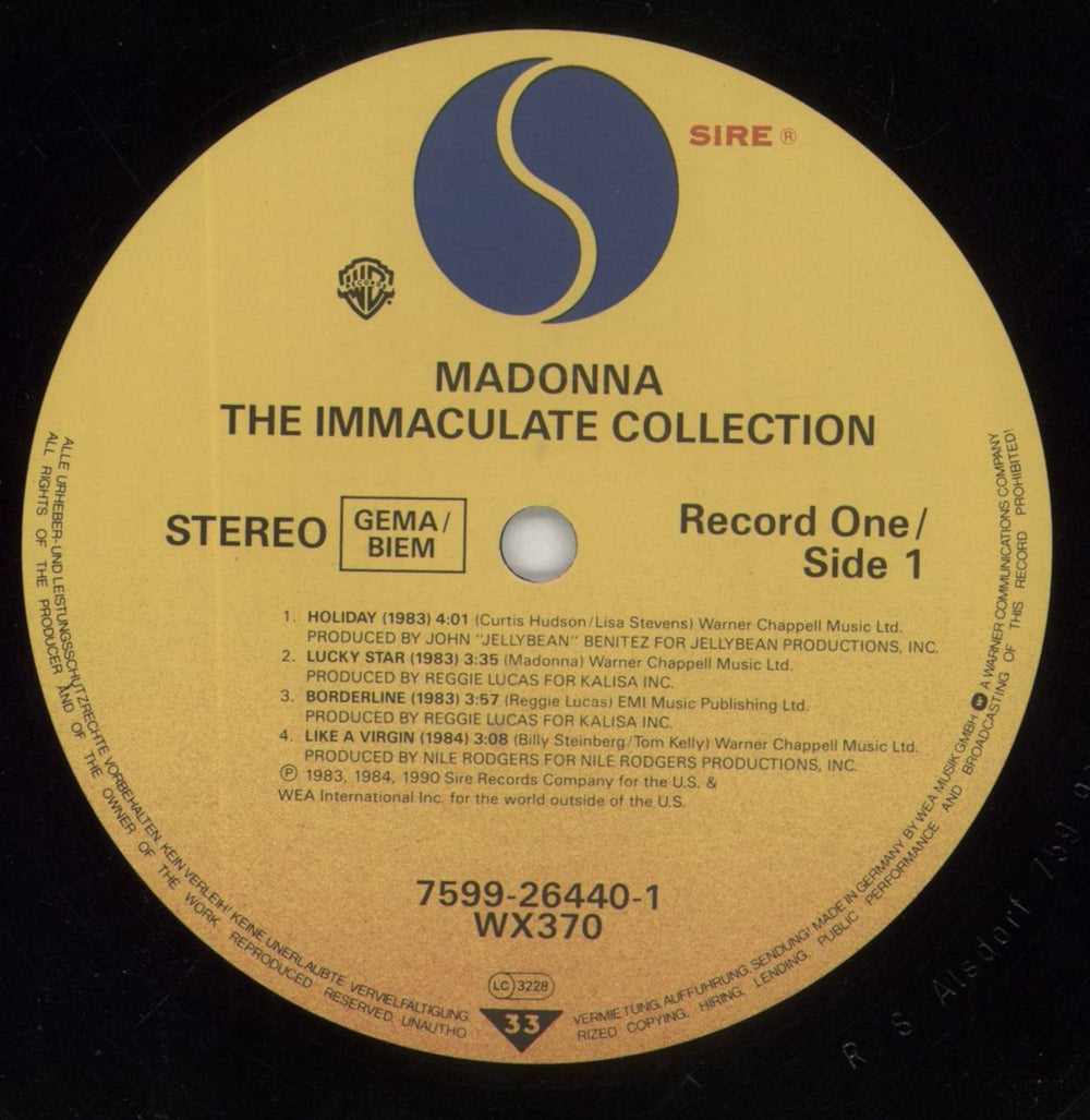 Madonna The Immaculate Collection German 2-LP vinyl record set (Double LP Album) MAD2LTH299650