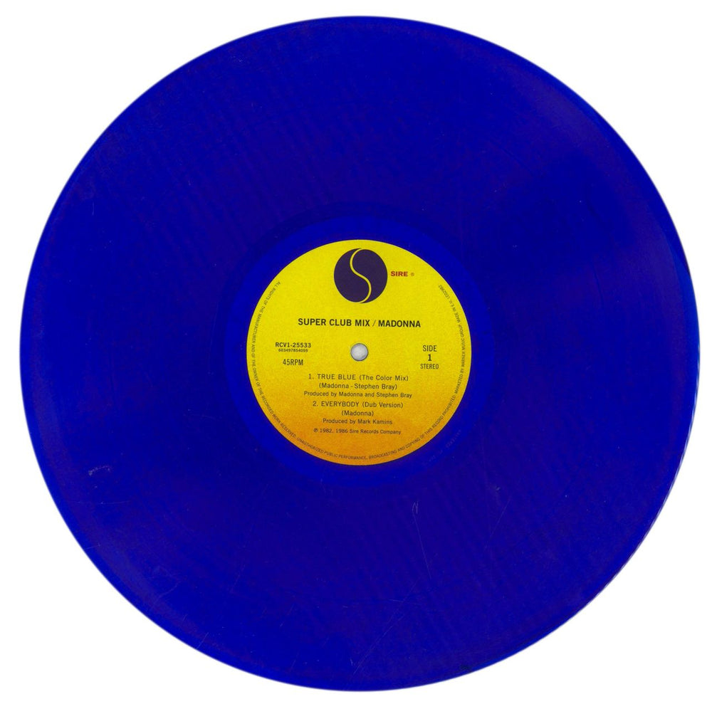 Madonna True Blue (Super Club Mix) - RSD19 - Blue Vinyl UK 12" vinyl single (12 inch record / Maxi-single) MAD12TR844002