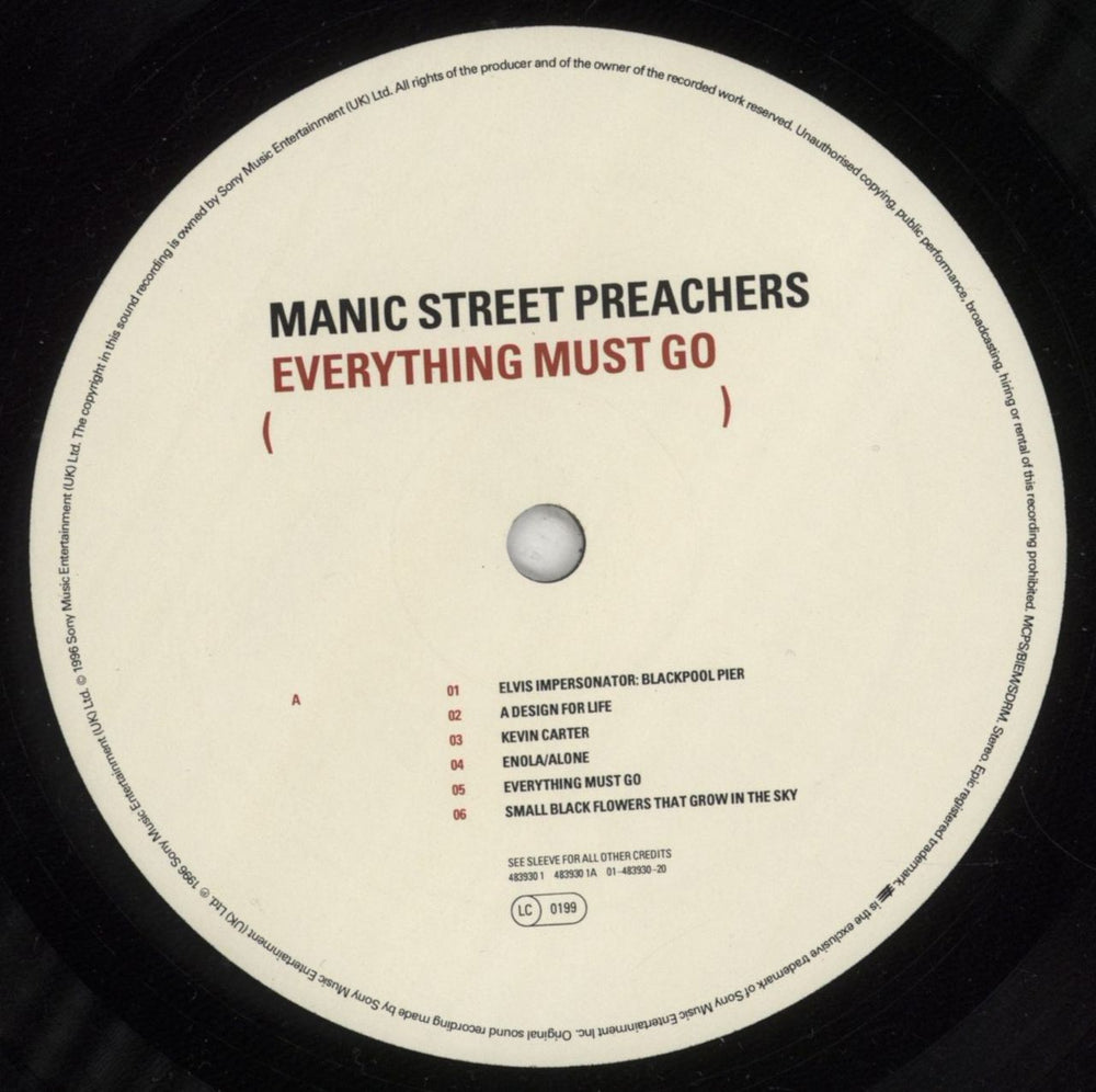 Manic Street Preachers Everything Must Go - Hype Stickered + Inner - Deletion Mark UK vinyl LP album (LP record) MASLPEV553684