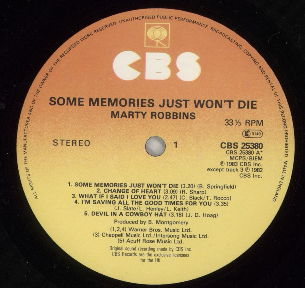 Marty Robbins Some Memories Just Won't Die UK vinyl LP album (LP record) M/RLPSO437758