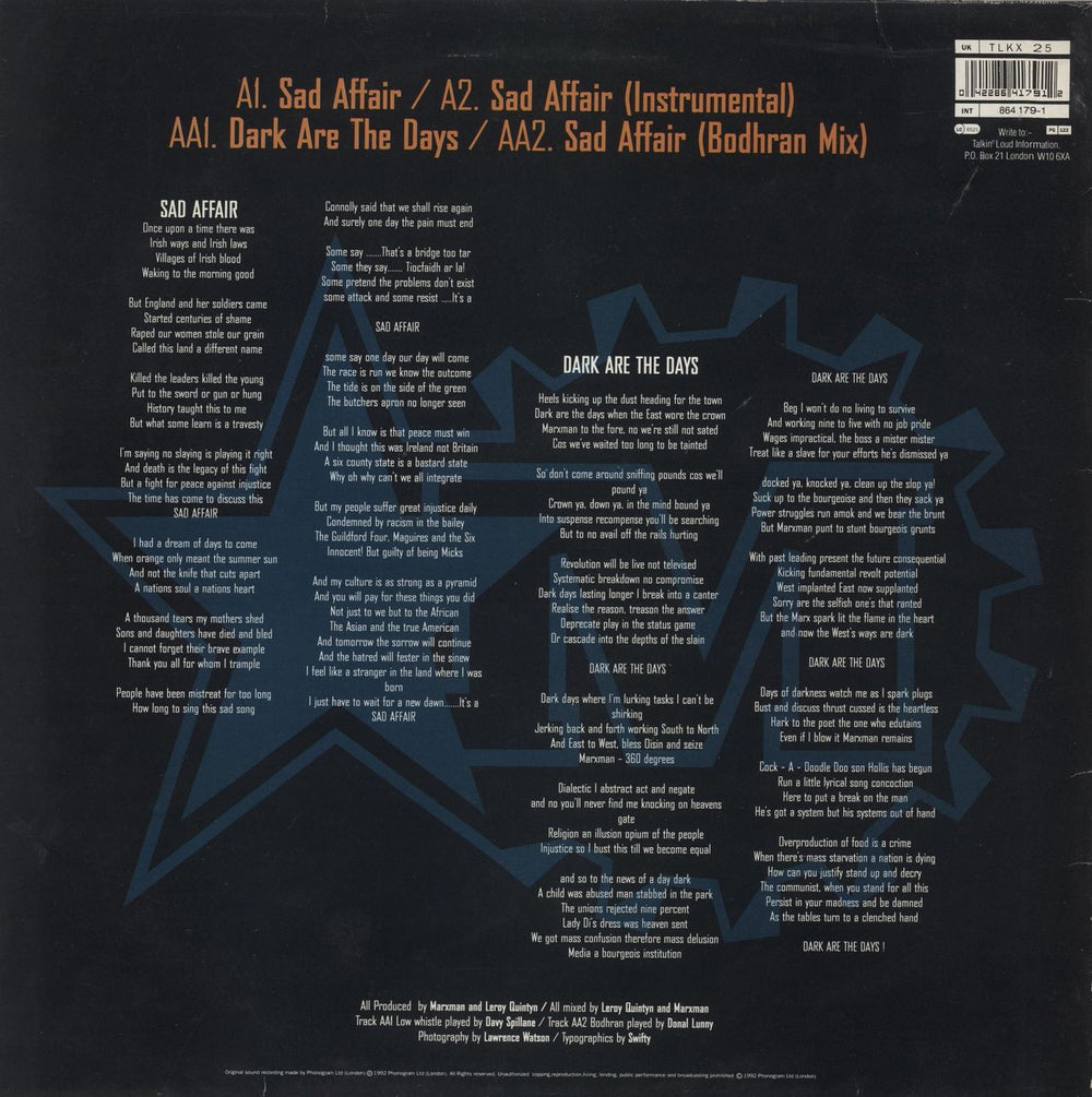 Marxman Sad Affair UK 12" vinyl single (12 inch record / Maxi-single) 042286417912