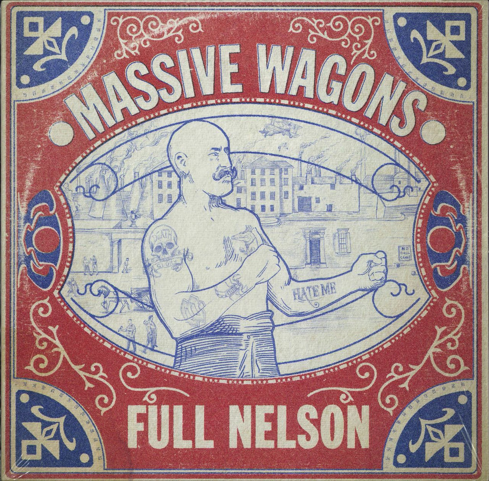 Massive Wagons Full Nelson - Blue Vinyl + Shrink UK vinyl LP album (LP record) MOSH610LP