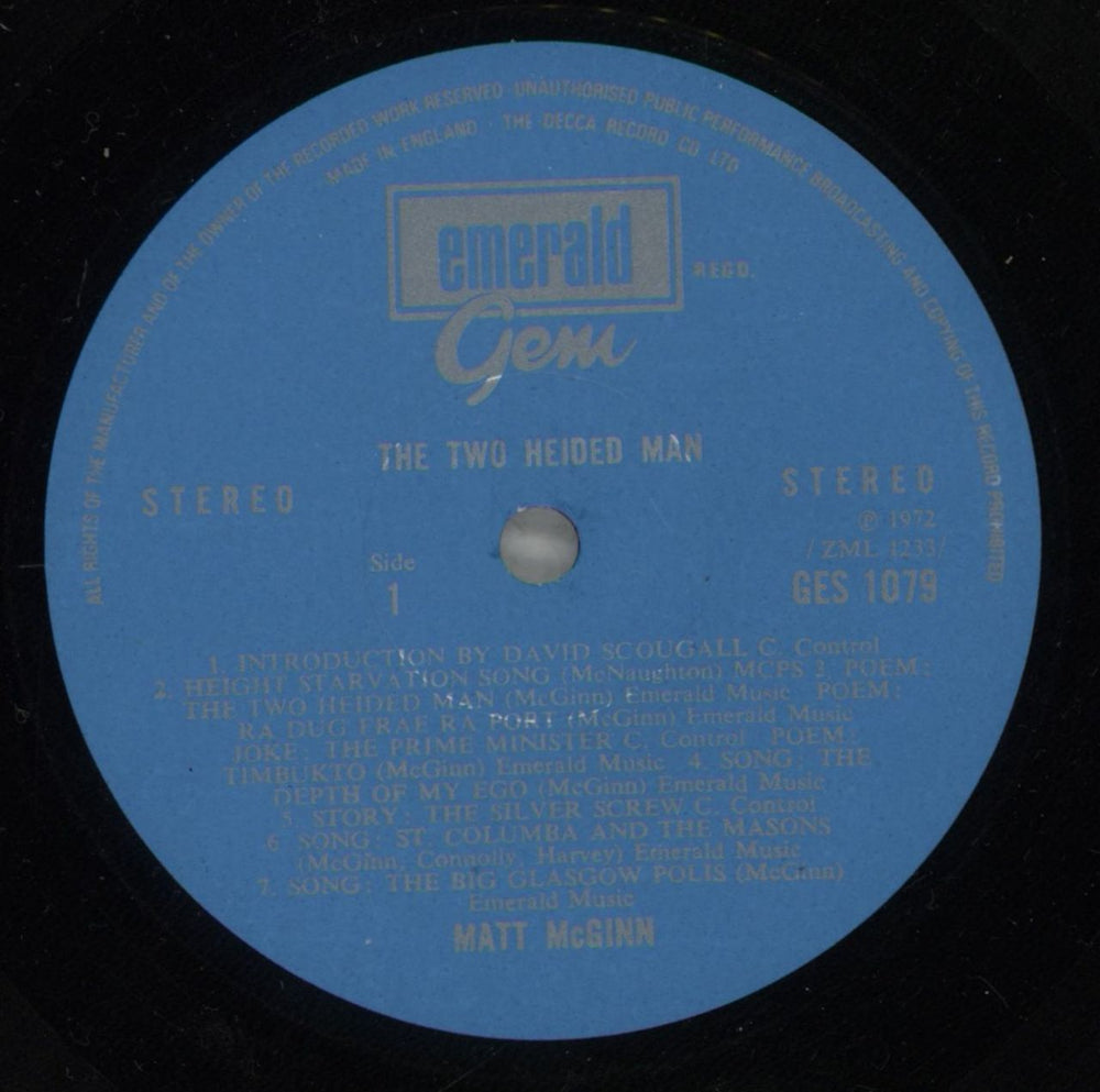 Matt McGinn The Two Heided Man UK vinyl LP album (LP record) M13LPTH475941