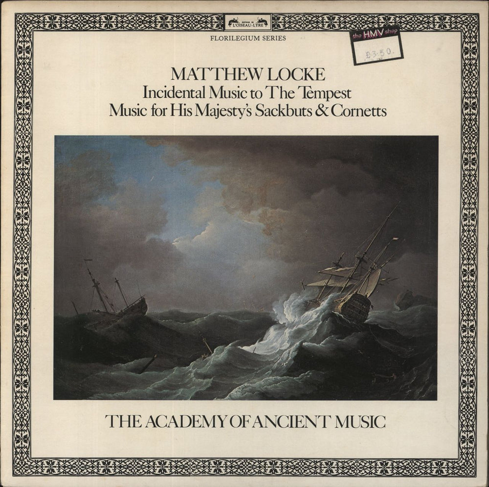 Matthew Locke Matthew Locke: Incidental Music To The Tempest / Music For His Majesty's Sackbuts & Cornetts UK vinyl LP album (LP record) DSLO507