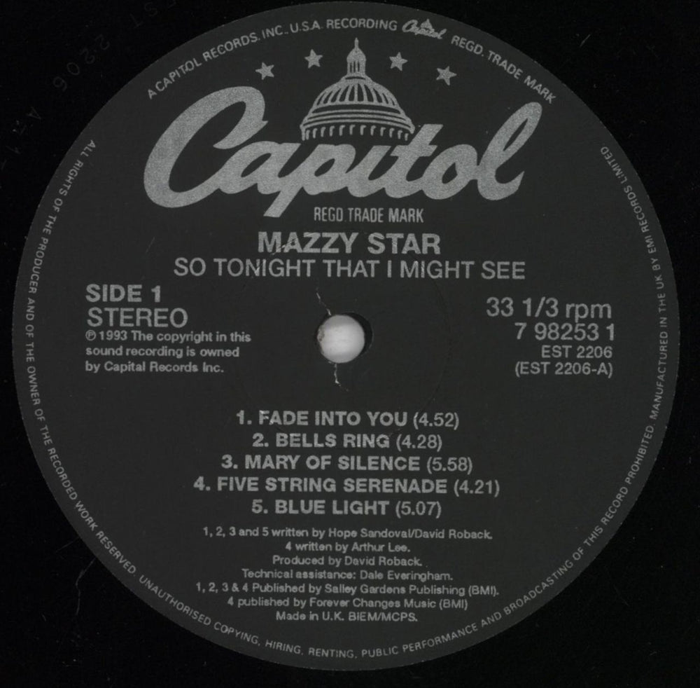 Mazzy Star So Tonight That I Might See - EX UK vinyl LP album (LP record) MZZLPSO808271