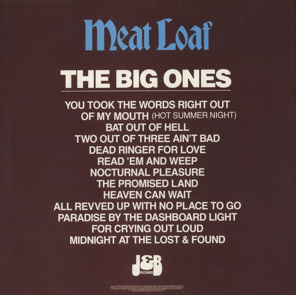 Meat Loaf The Big Ones Australian vinyl LP album (LP record)
