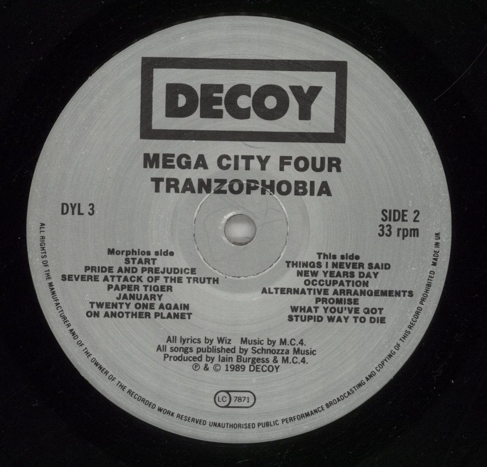 Mega City Four Tranzophobia UK vinyl LP album (LP record) MCFLPTR392902