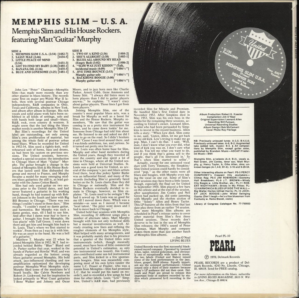Memphis Slim U.S.A US vinyl LP album (LP record)