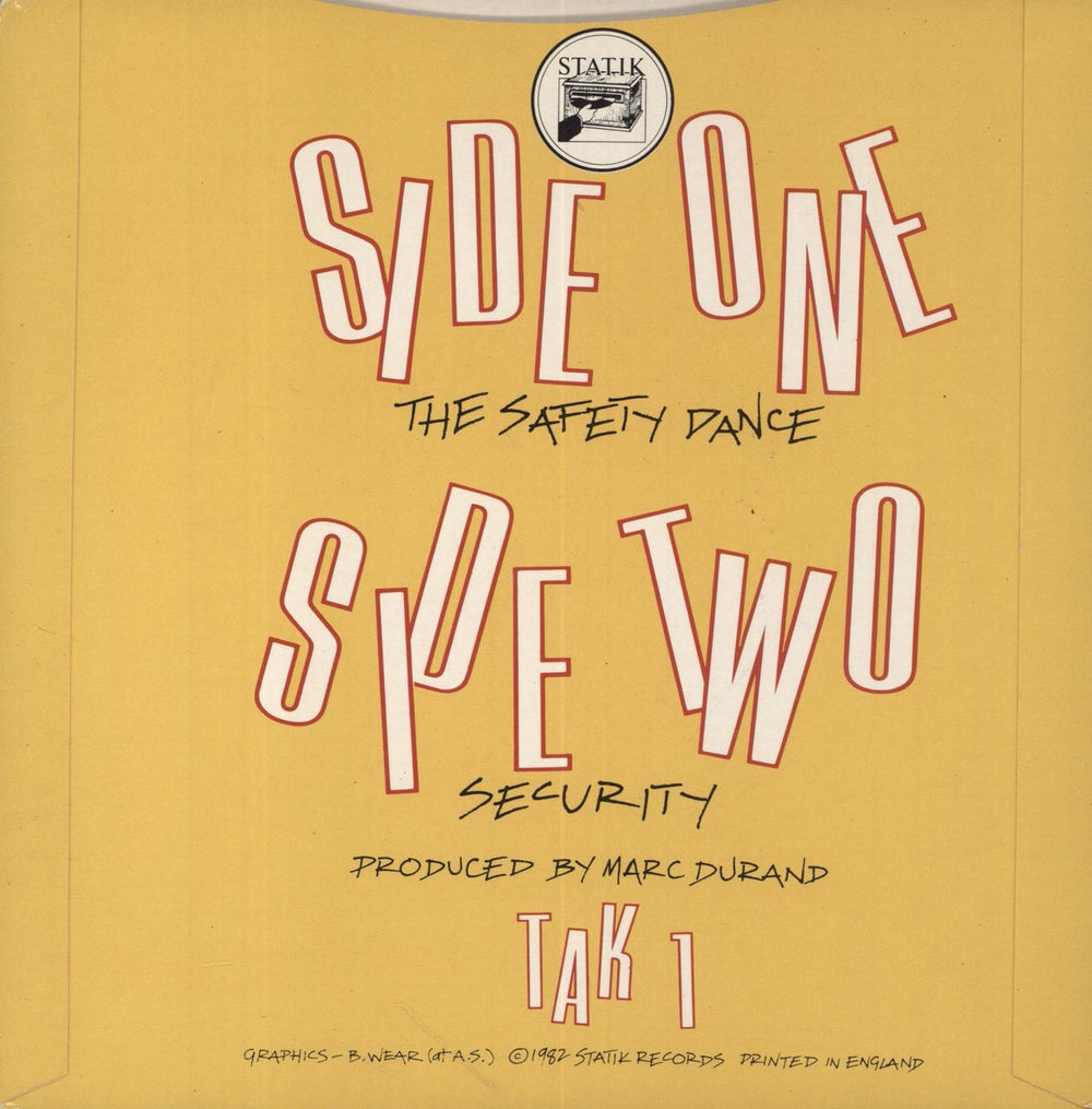 Men Without Hats The Safety Dance UK 7" vinyl single (7 inch record / 45)