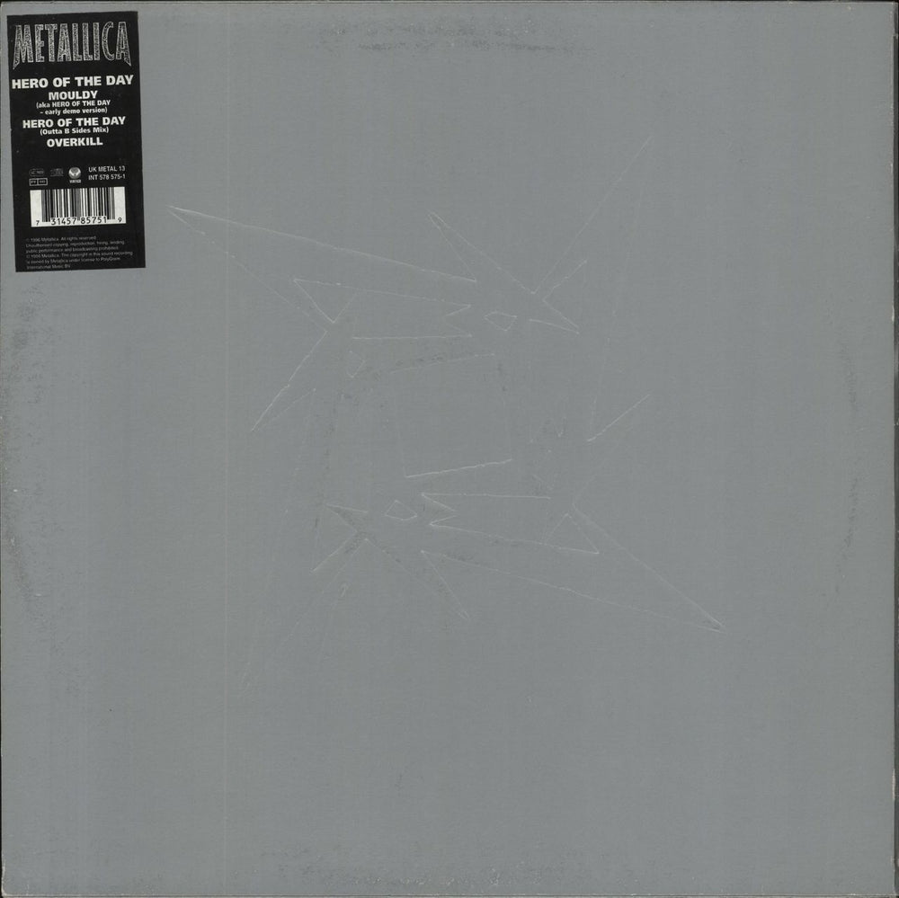 Metallica Hero Of The Day - Embossed UK 12" vinyl single (12 inch record / Maxi-single) 731457857519